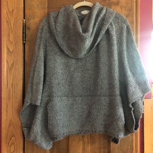 RD Style Gray Cowl-neck sweater poncho